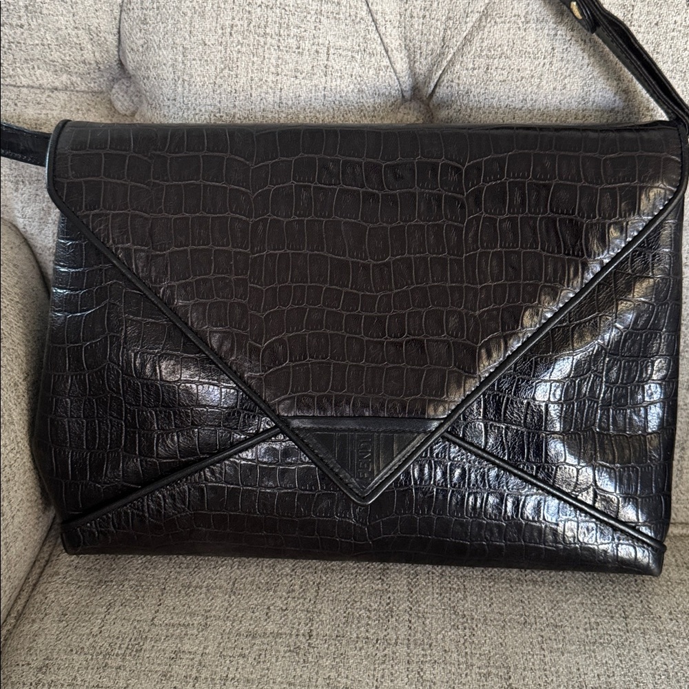 Fendi Black Crocodile Pattern crossbody bag